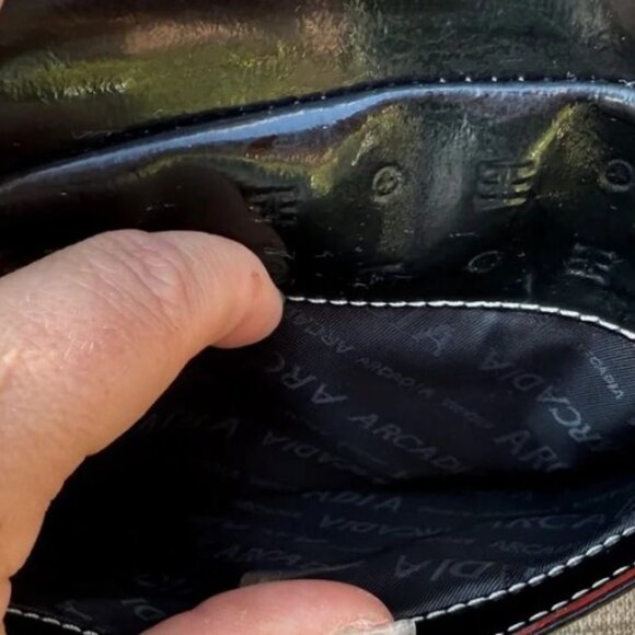 EUC Arcadia Patent Black Patent Leather with White Stitching - Picture 8 of 9